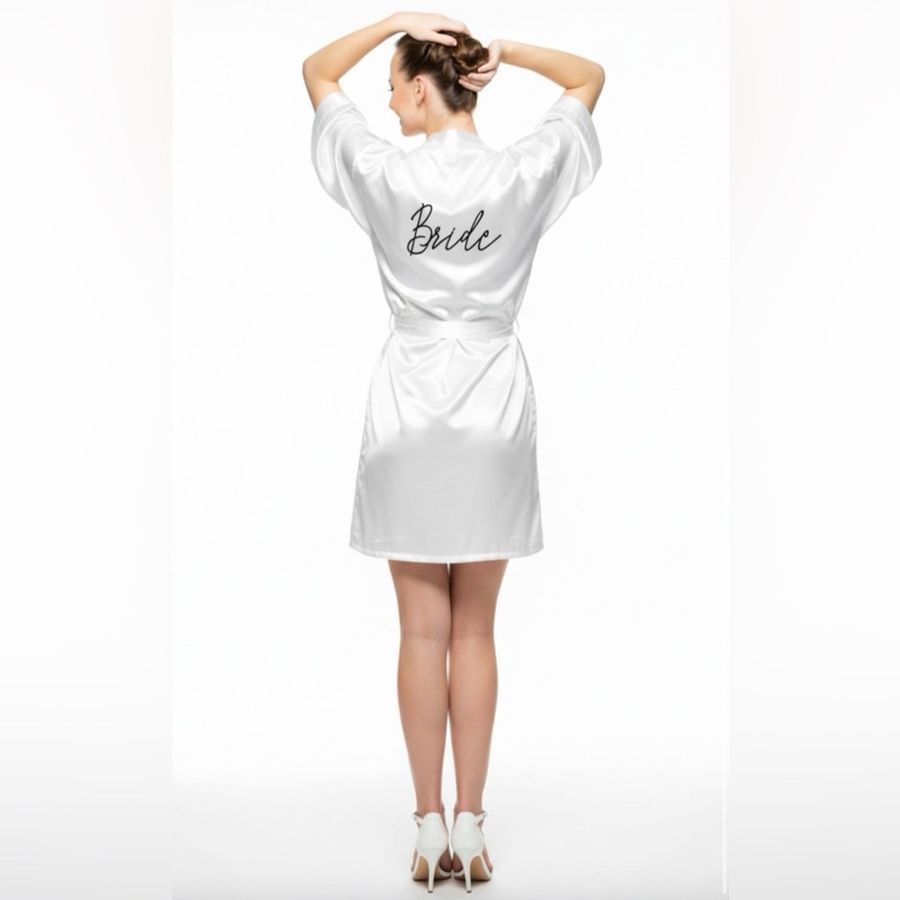 The ring boxes silky satin bride white robe